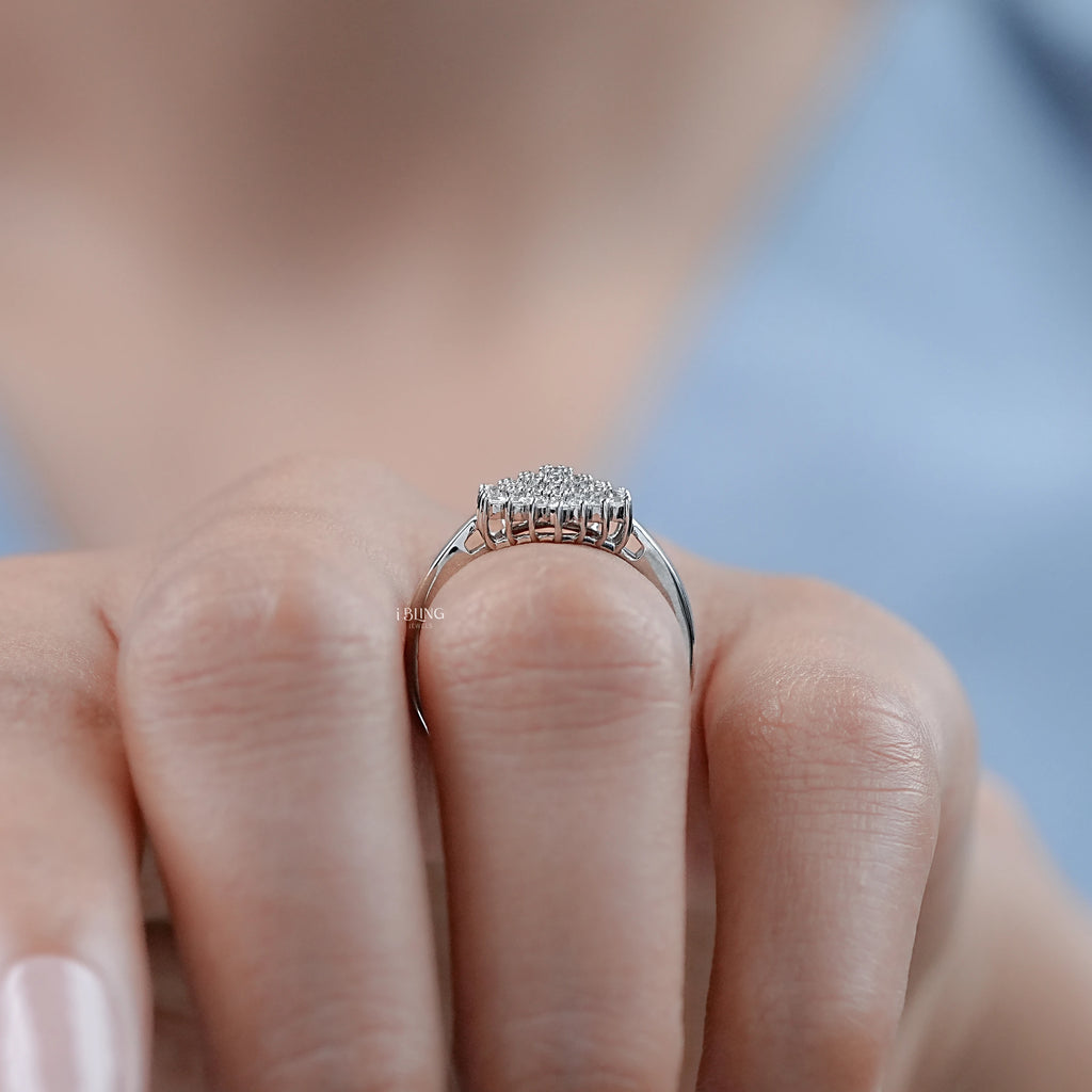 Round Lab Diamond Cluster Flower Ring