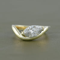 East West Marquise Cut Curved Lab Diamond Ring