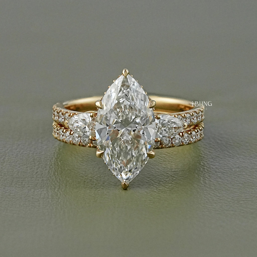 Marquise Lab Diamond Bridal Set Ring