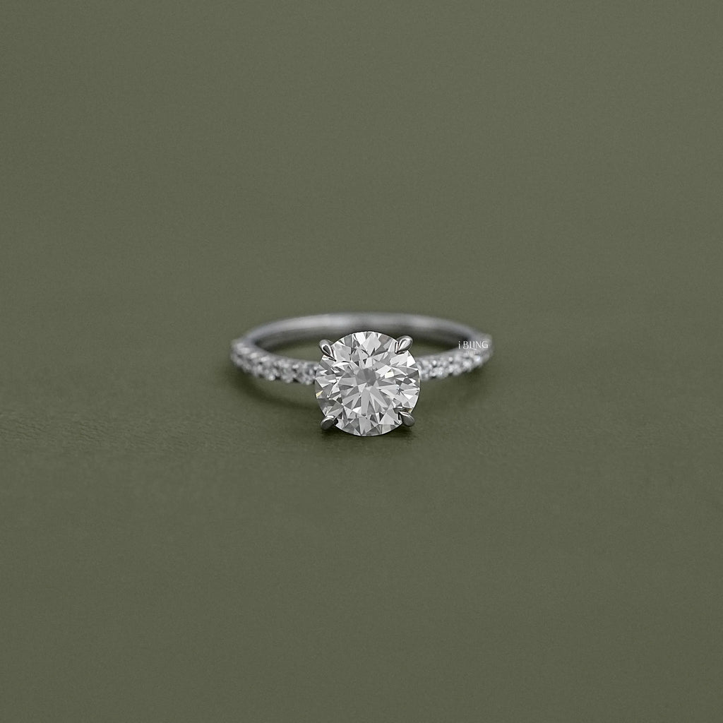 Round Cut Lab Diamond Solitaire Accent Ring