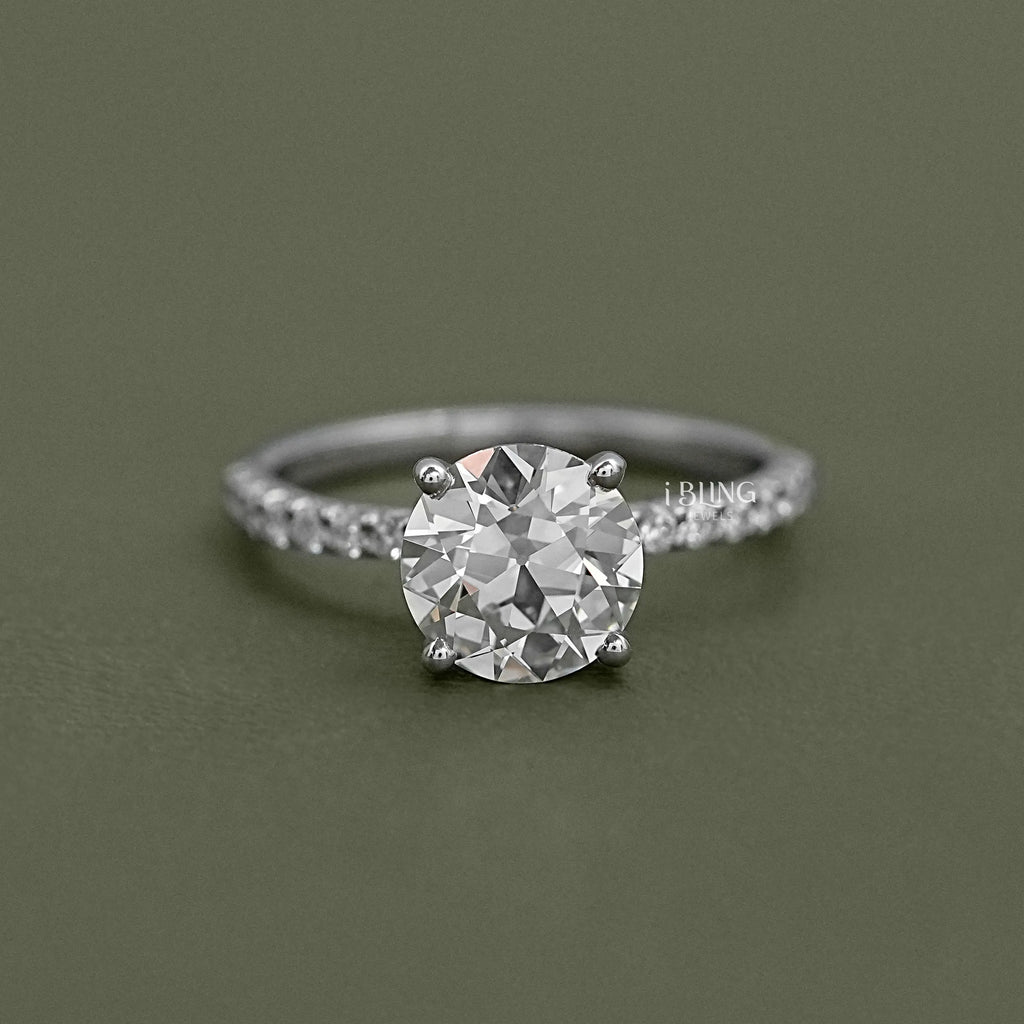 Old European Round Cut Solitaire Accent Stone Ring