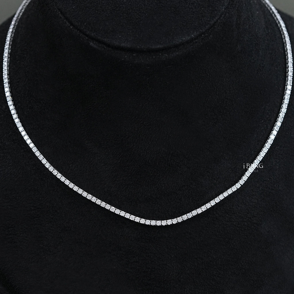 Round Lab Grown Diamond Tennis Necklace