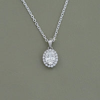 Oval Lab Grown Diamond Halo Necklace