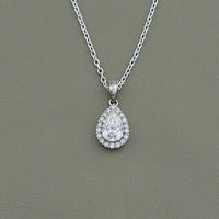 Pear Lab Diamond Halo Necklace