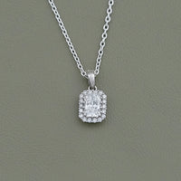 Radiant Cut Lab Dimaond Halo Pendant