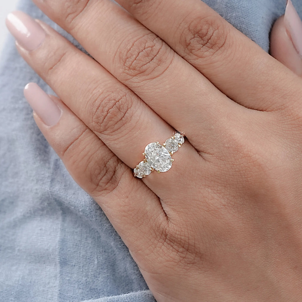 Five Stone Oval And Round Lab Diamond Engagement Ring