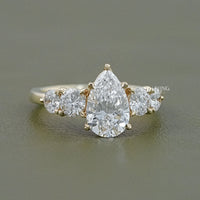 Pear And Round Cut Diamond Five Stone Engagement Ring