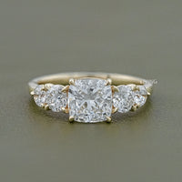 Cushion Cut Five Stone Lab Diamond Engagement Ring