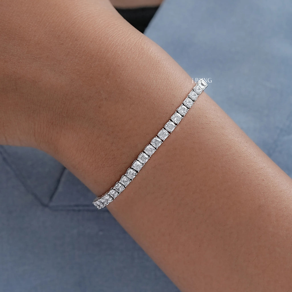 Lab Diamond Cushion Cut Tennis Bracelet