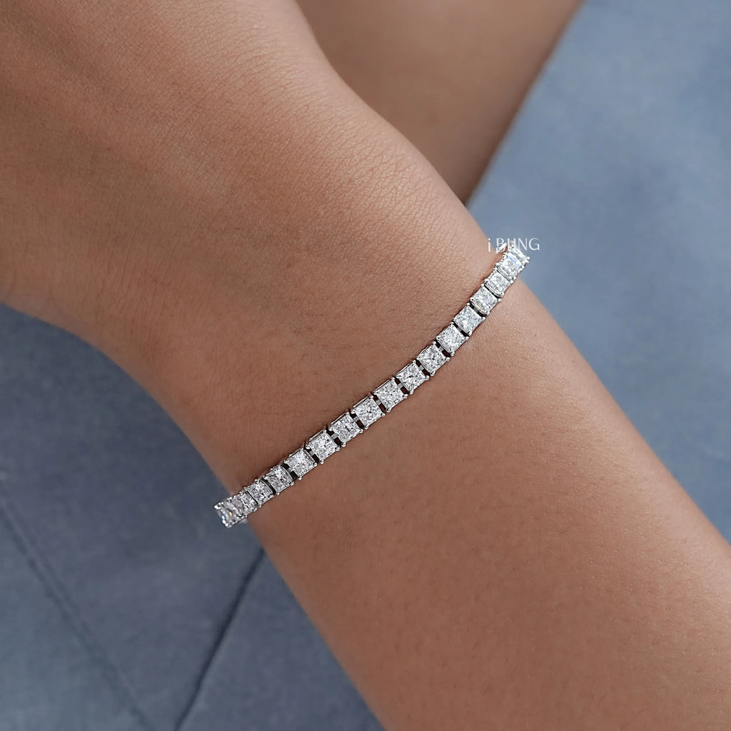 Princess Cut CVD Diamond Bridal Tennis Bracelet