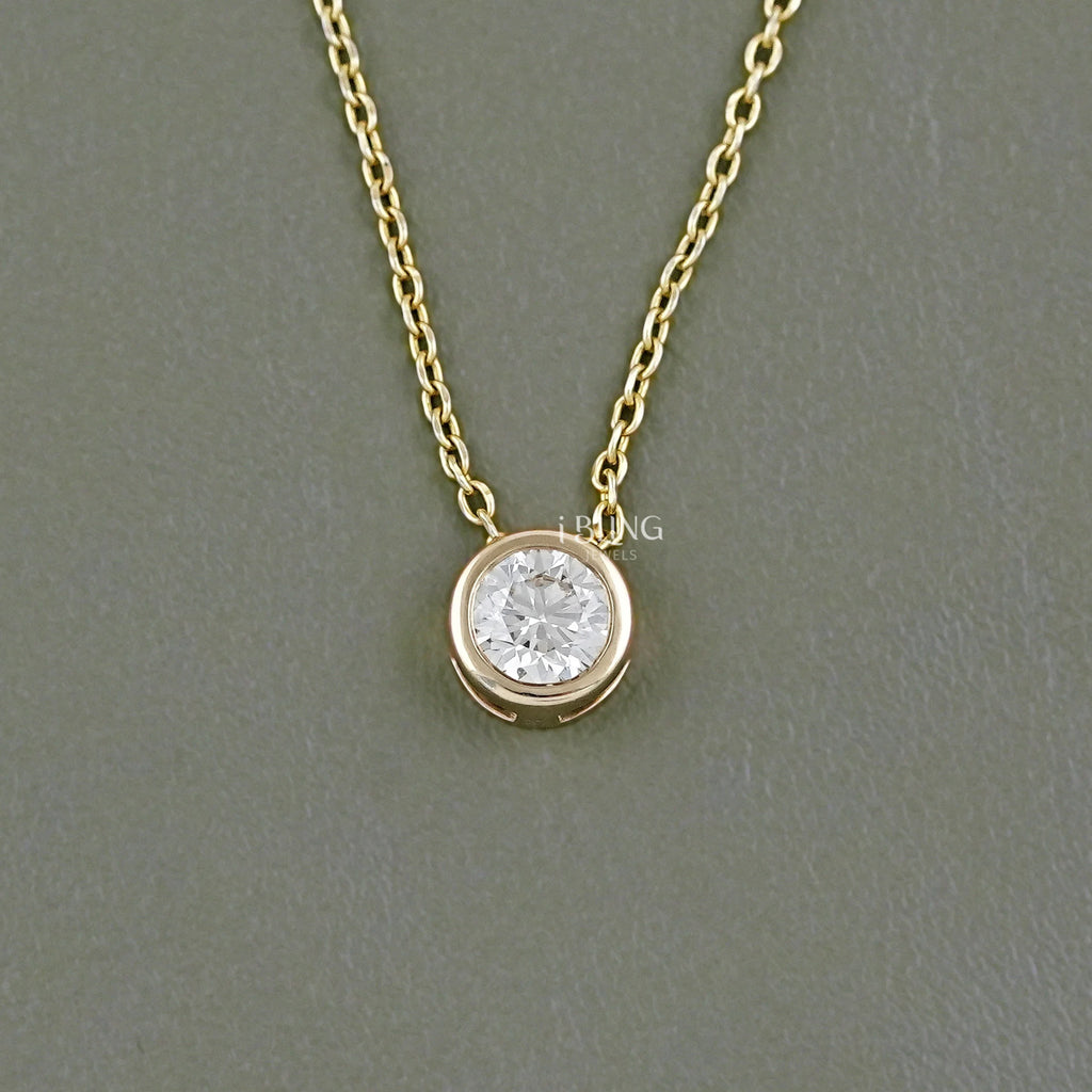 Round Cut Lab Grown Diamond Bezel Set Necklace