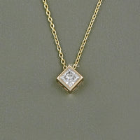 Princess Diamond Bezel Set Solitaire Necklace