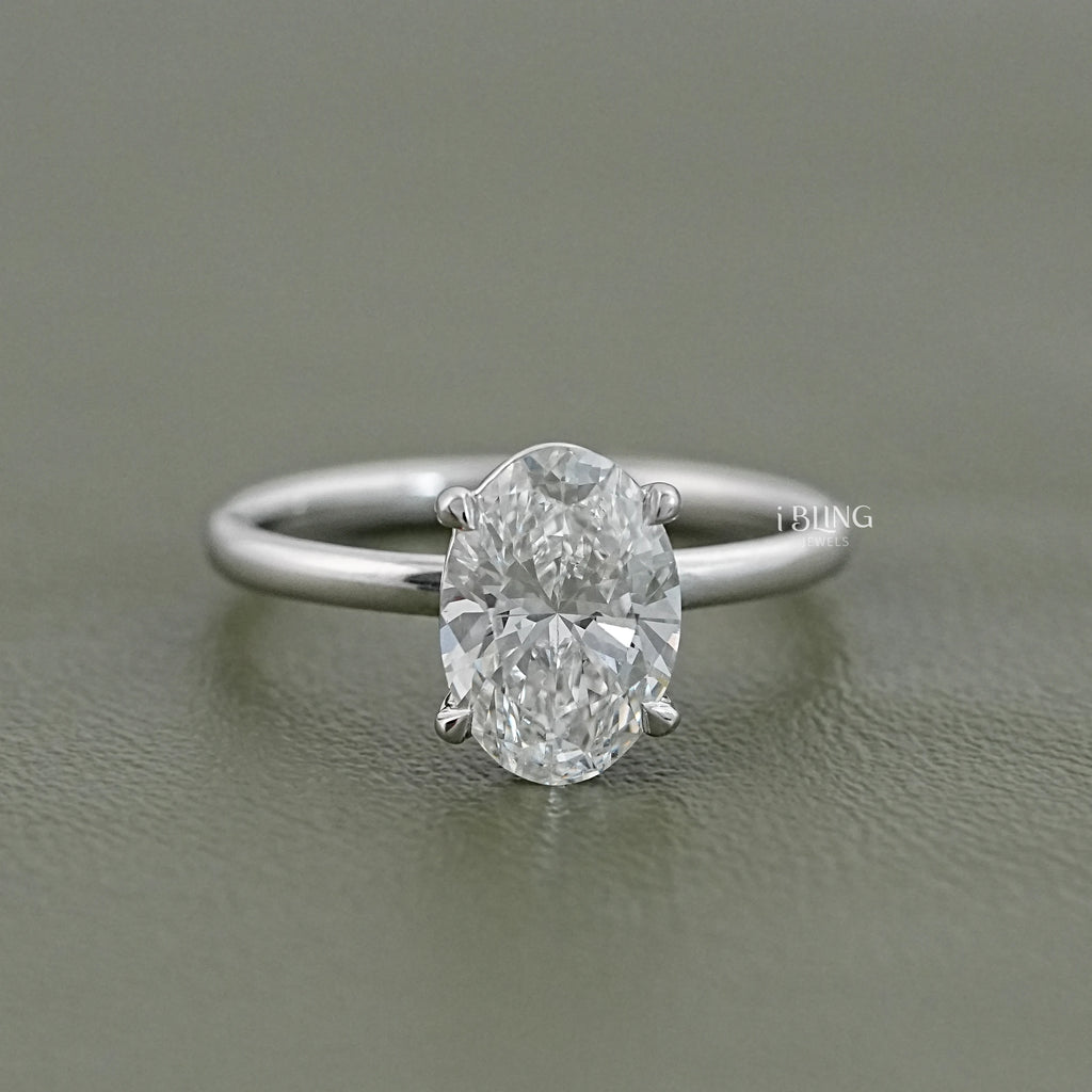 Oval Lab Diamond Solitaire Engagement Ring