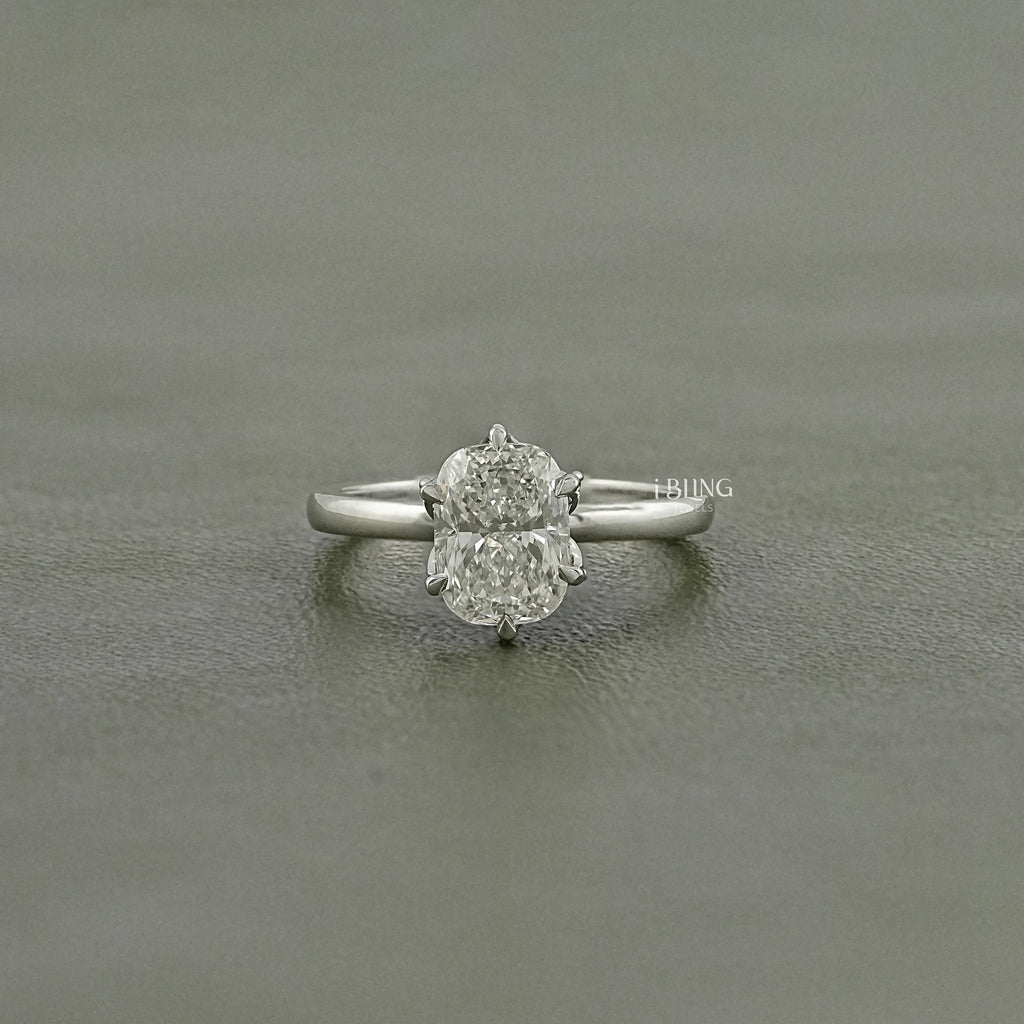 Elongted Cushion Cut Lab Diamond Solitaire Ring