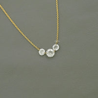 Round Rose Cut Three Stone Lab Diamond Linked Necklace