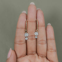 Two Stone Round Rose Cut Lab Diamond French Hook Back Earrings
