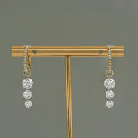 Three Stone Round Lab Diamond Hoop & Huggie Earrings