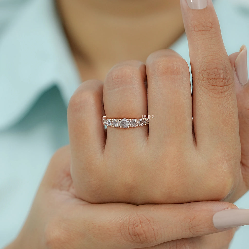 Round Rose Cut Lab Diamond Engagement Ring