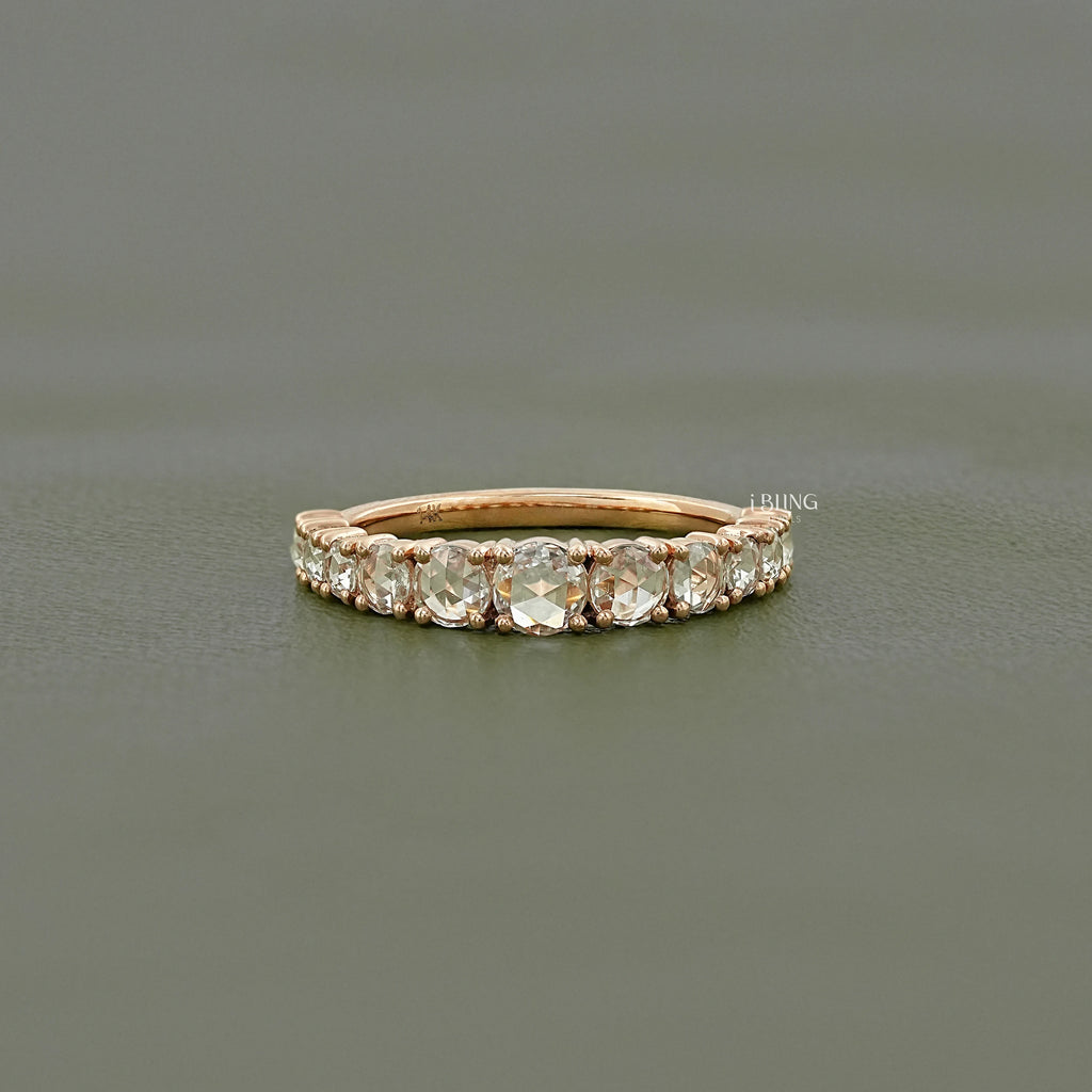 Round Rose Cut Lab Diamond Engagement Ring
