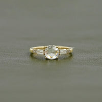 Three Stone Round Rose Cut Accent Engagement Ring