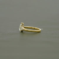 Three Stone Rose Cut Pear Lab Diamond Engagement Ring