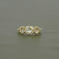 Georgian Style Three Stone Rose Cut Round Diamond Ring