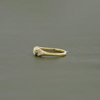 East West Old Mine Moval Half Bezel Accent Ring