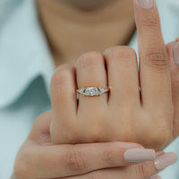 East West Old Mine Moval Half Bezel Accent Ring