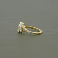 Old Mine Pear Cut Lab Diamond Engagement Ring