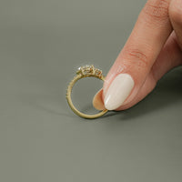 Old Mine Pear Cut Lab Diamond Engagement Ring
