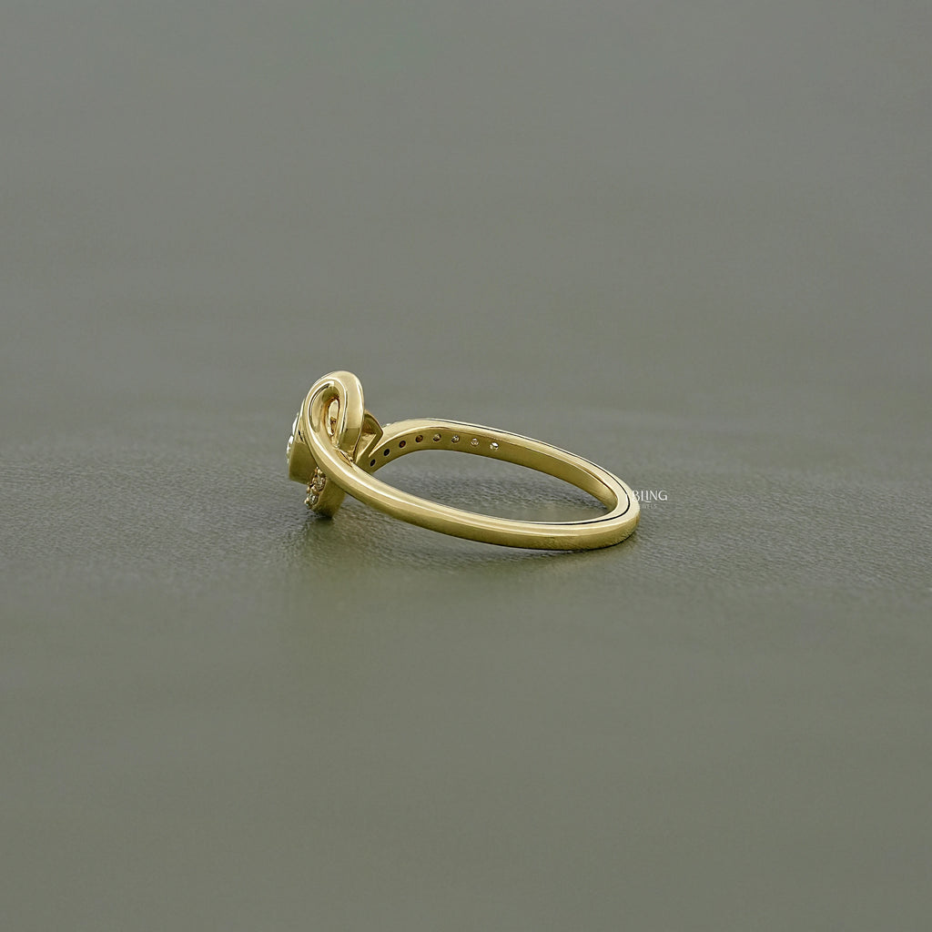 Bezel Set Pear Lab Diamond Knot Engagement Ring