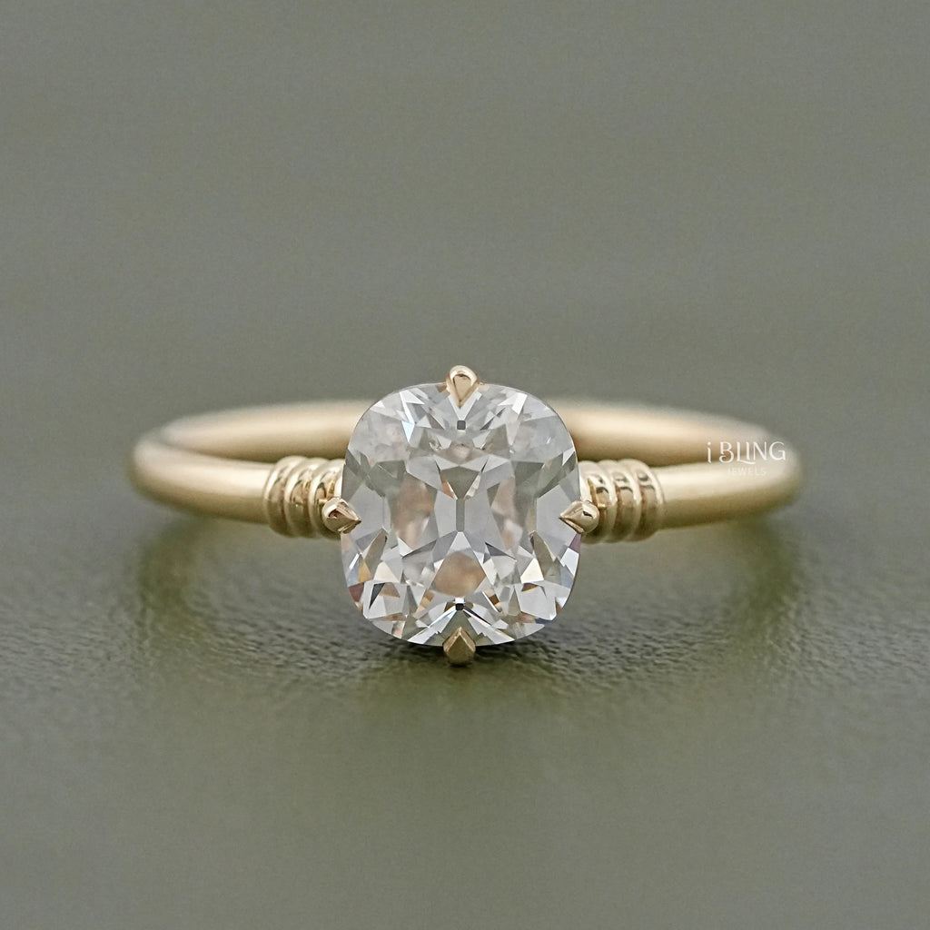 Old Mine Cushion Cut Hidden Halo Engagement Ring