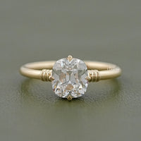Old Mine Cushion Cut Hidden Halo Engagement Ring