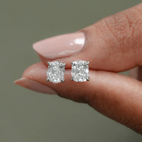 Elongated Old Mine Cushion Lab Diamond Stud Earrings