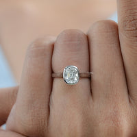 Old Mine Cushion Cut Solitaire Bezel Set Ring