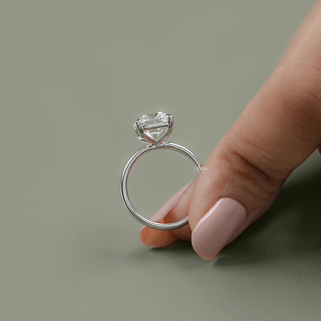 Elongated Old Mine Cushion Lab Diamond Engagement Ring