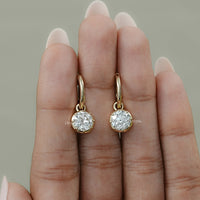 Old European Round Cut Drop Hoop Earrings