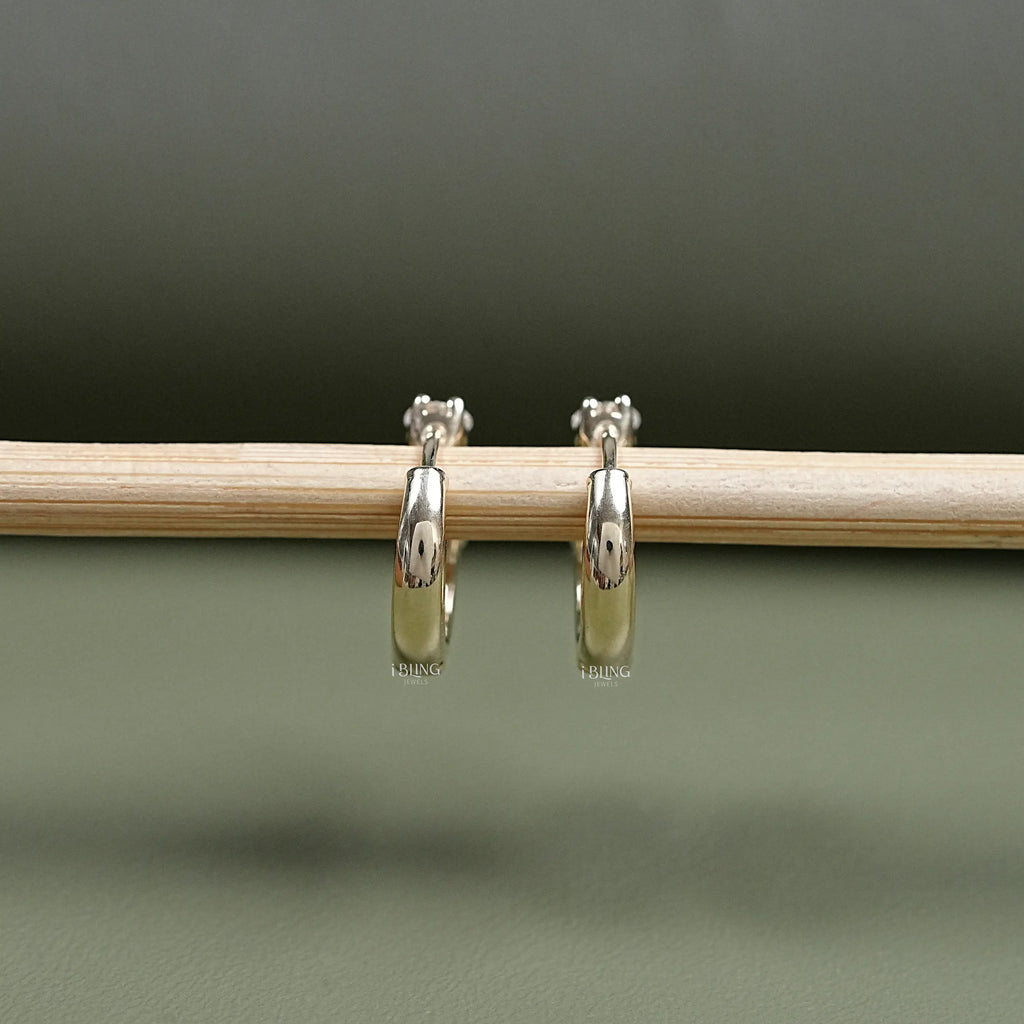 Old European Round Cut Lab Diamond Hoop Earrings