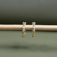 Old European Round Cut Lab Diamond Hoop Earrings