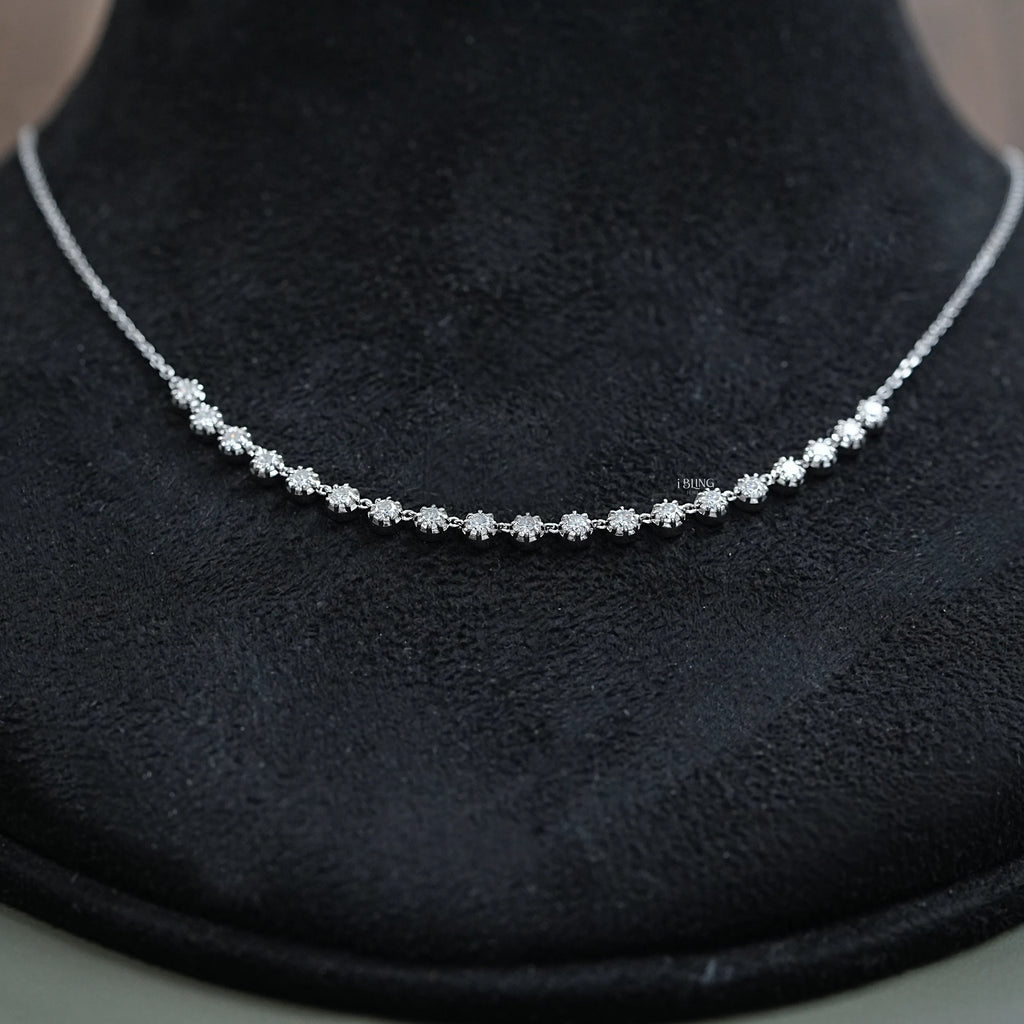 Old European Round Diamond Half Tennis Necklace