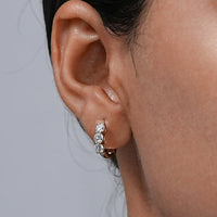 Old European Round Cut Lab Diamond Hoop Earrings