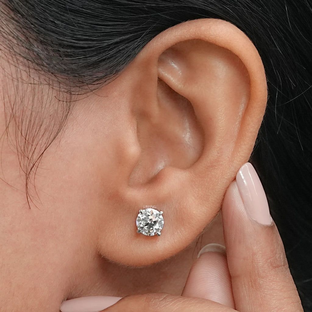 Old European Round Cut Stud Earrings
