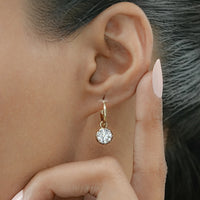 Old European Round Cut Drop Hoop Earrings