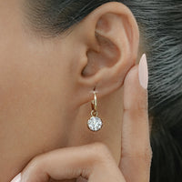 Old European Round Cut Drop Hoop Earrings