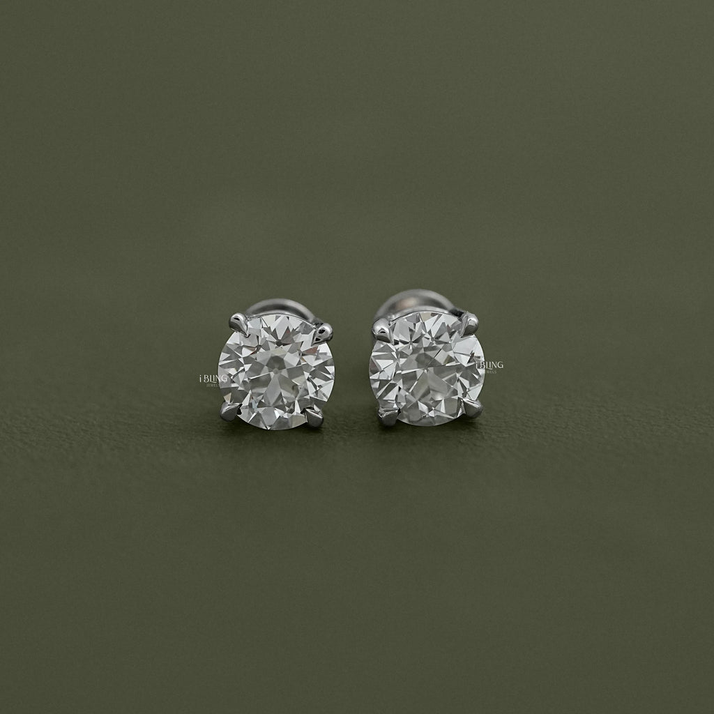 Old European Round Cut Stud Earrings