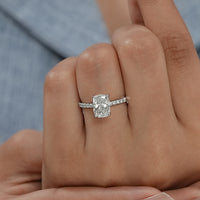 Elongated Old Mine Cushion Lab Diamond Ring