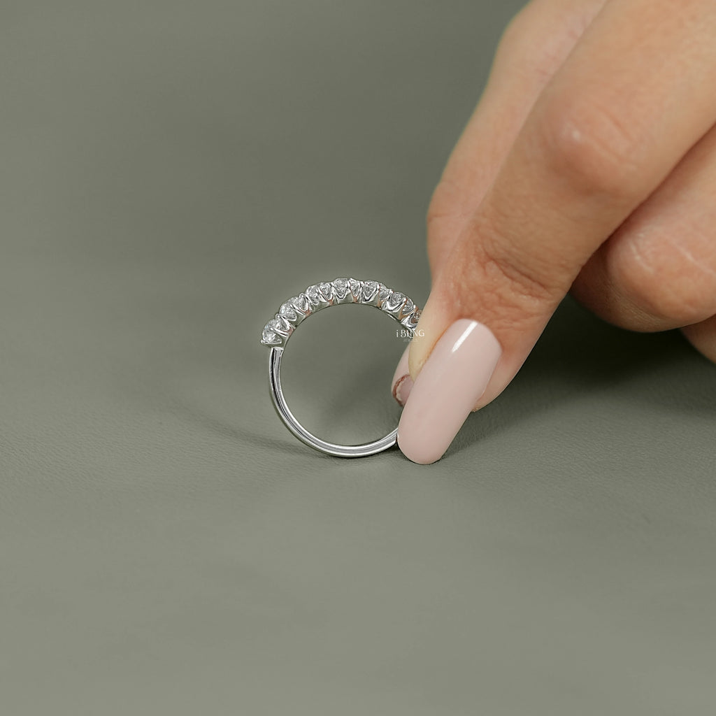 Old Mine Cushion Cut Lab Diamond Half Eternity Wedding Band