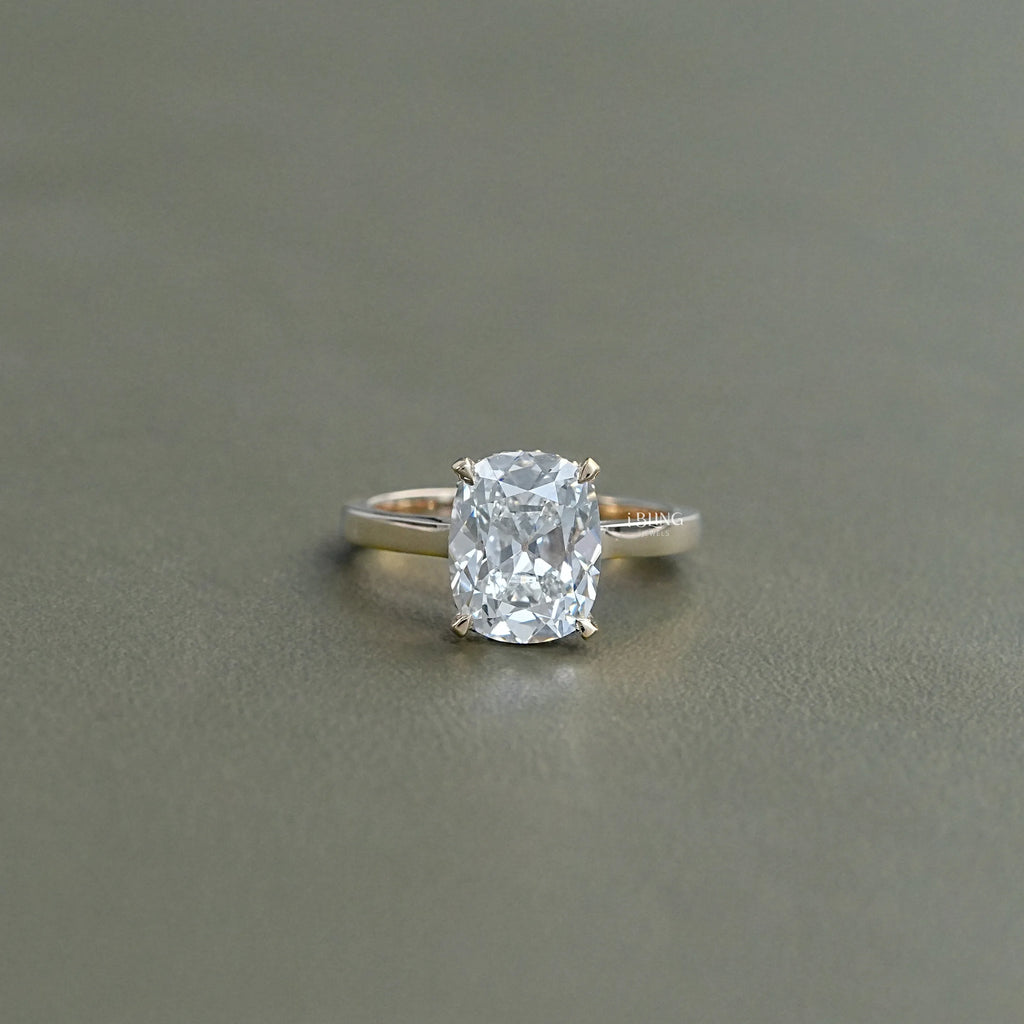Old Mine Cushion Diamond Hidden Halo Engagement Ring