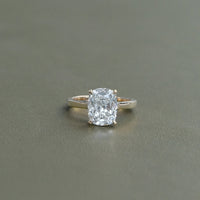 Old Mine Cushion Diamond Hidden Halo Engagement Ring
