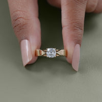 Old Mine Cushion Cut Lab Diamond Solitaire Ring